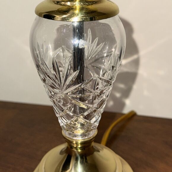 Vintage Crystal And Brass Table Lamp 18 Inch - Picture 3 of 6